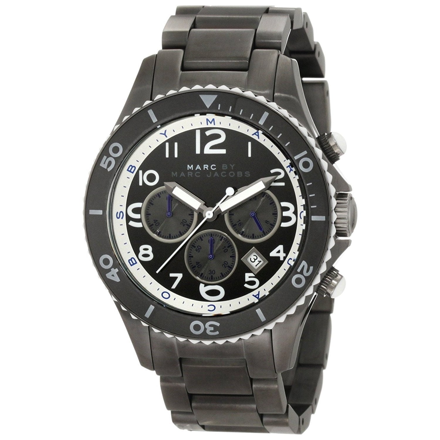 Marc Jacobs Rock Chronograph Limited Edition Gray Dial Gray Steel Strap Watch for Women - MBM5025