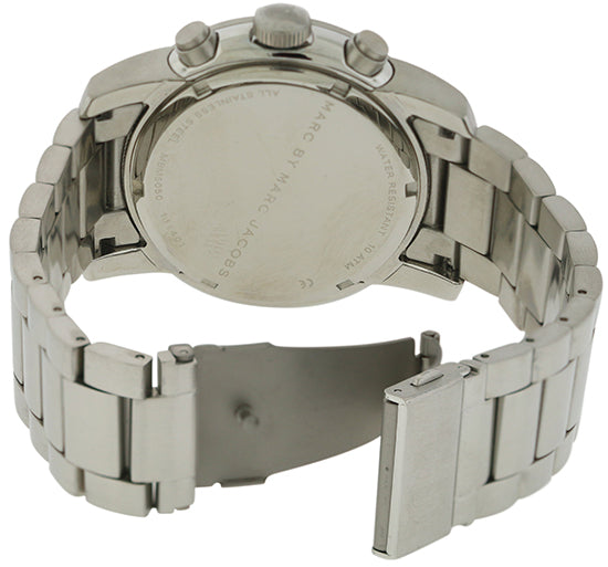 Marc Jacobs Larry Chronograph Black Dial Silver Steel Strap Watch for Men - MBM5050