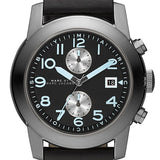 Marc Jacobs Larry Chronograph Black Dial Black Leather Strap Watch for Men - MBM5054