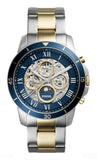 Fossil Grant Sport Automatic Skeleton Blue Dial Two Tone Steel Strap Watch for Men - ME3141