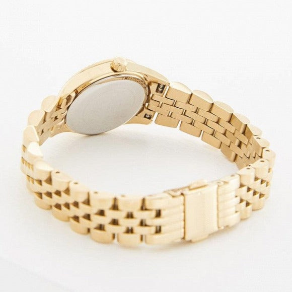 Michael Kors Lexington Quartz Blue Dial Gold Steel Strap Watch For Women - MK3271