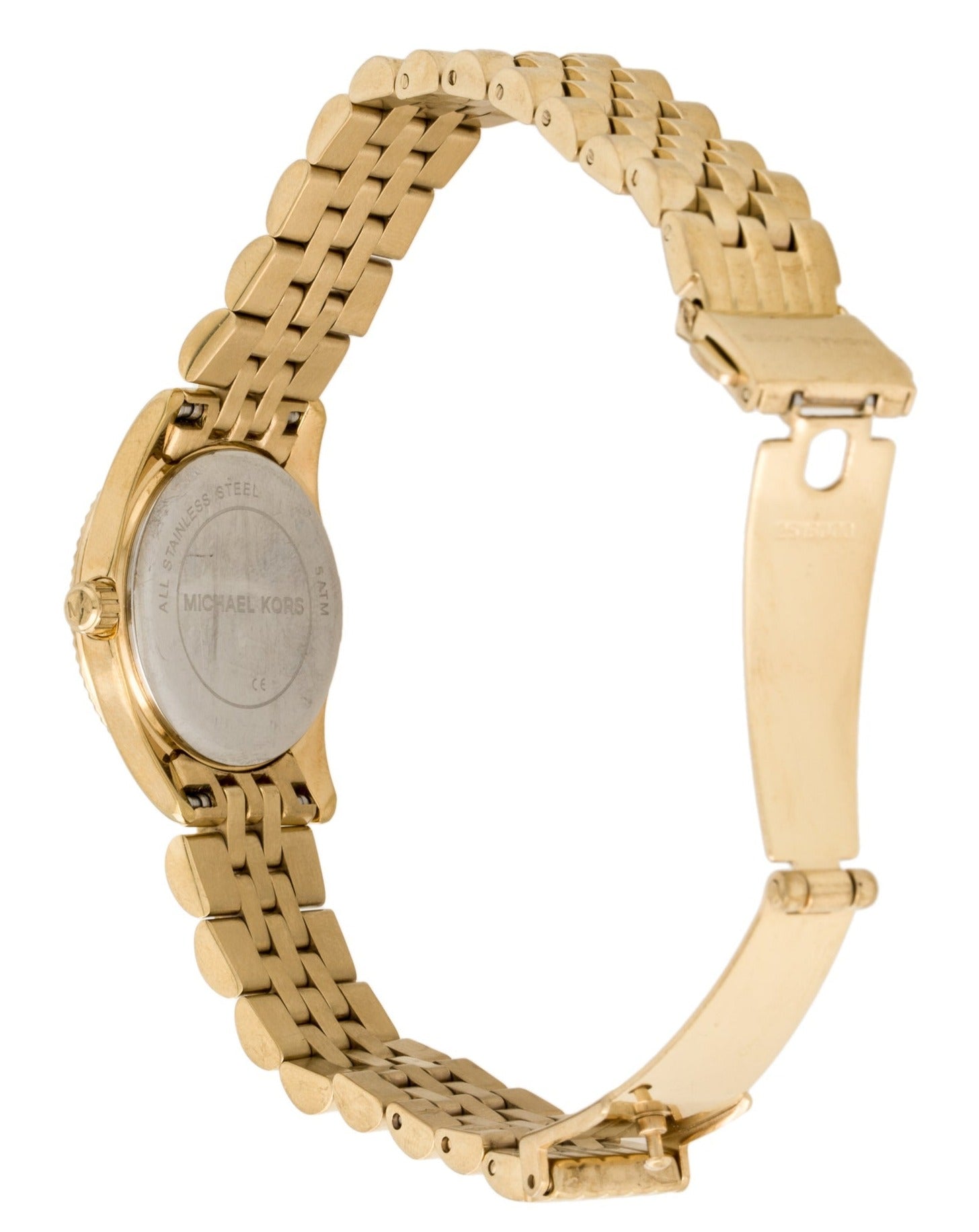 Michael Kors Lexington Quartz Blue Dial Gold Steel Strap Watch For Women - MK3271