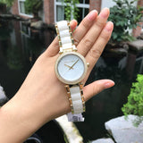 Michael Kors Parker Mother of Pearl Dial Two Tone Steel Strap Watch for Women - MK6400