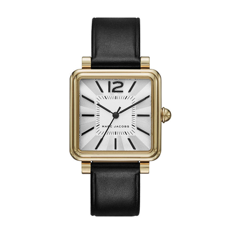 Marc Jacobs Vic Silver Dial Black Leather Strap Watch for Women - MJ1437