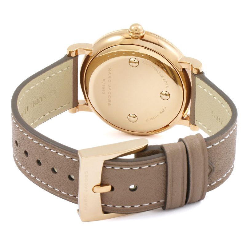 Marc Jacobs Roxy White Dial Cement Brown Leather Strap Watch for Women - MJ1533