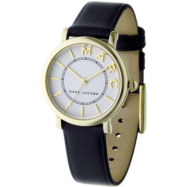 Marc Jacobs Roxy White Dial Black Leather Strap Watch for Women - MJ1537