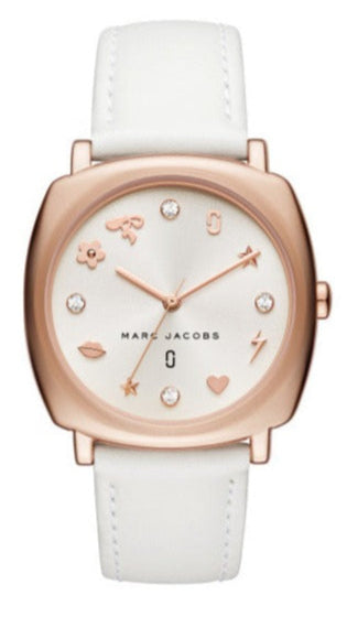 Marc Jacobs Mandy White Dial White Leather Strap Watch for Women - MJ8678