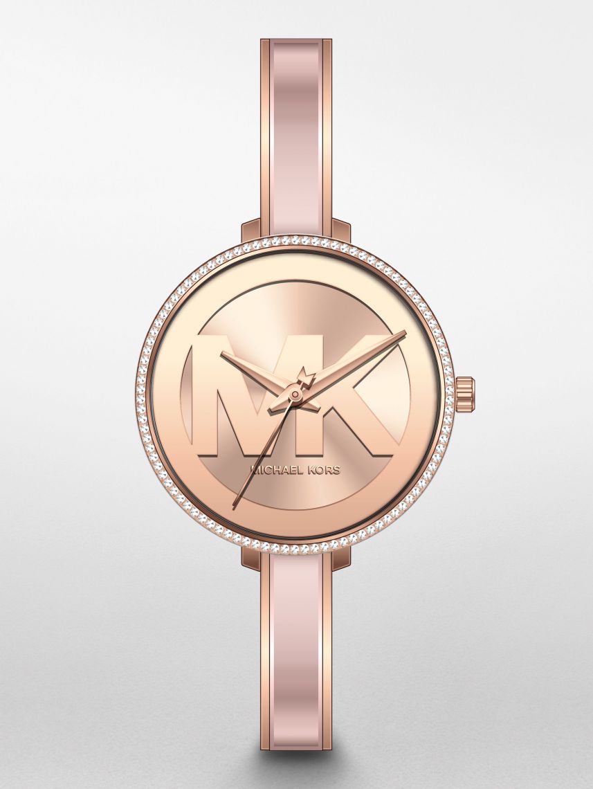 Michael Kors Jaryn Analog Rose Gold Dial Pink Steel Strap Watch For Women - MK4545