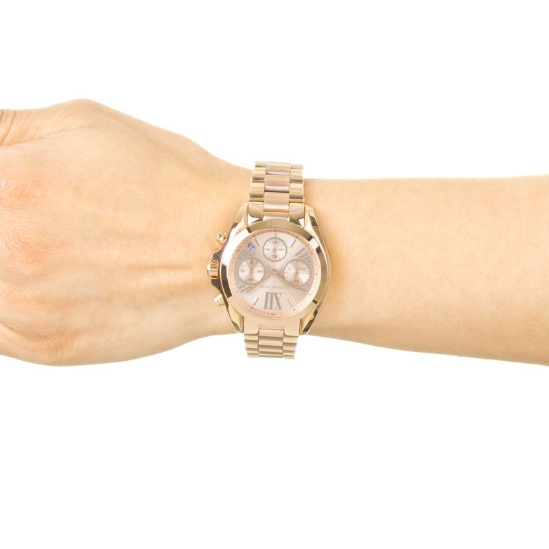 Michael Kors Bradshaw Chronograph Rose Gold Dial Rose Gold Steel Strap Watch for Women - MK5799