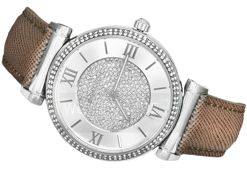 Michael Kors Caitlin Quartz Silver Dial Gray Leather Strap Watch For Women - MK2377