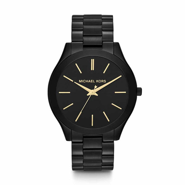 Michael Kors Slim Runway Black Dial Black Stainless Steel Strap Watch for Women - MK3221