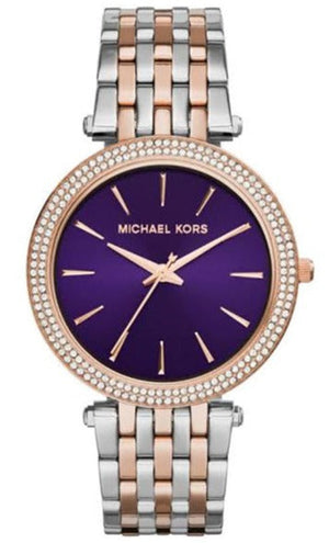 Michael Kors Darci Purple Dial Two Tone Steel Strap Watch for Women - MK3353