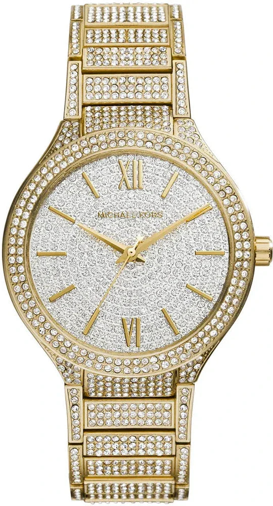 Michael Kors Kerry Crystals Gold Dial Gold Steel Strap Watch For Women - MK3360