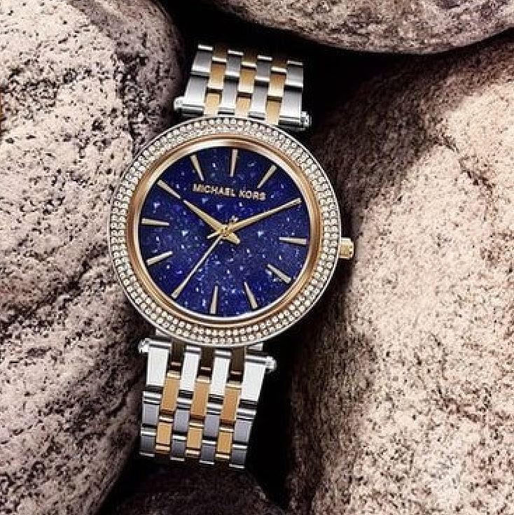 Michael Kors Darci Quartz Blue Dial Two Tone Steel Strap Watch For Women - MK3401