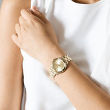 Michael Kors Mini Runway Slim Gold Dial Gold Steel Strap Watch for Women - MK3512