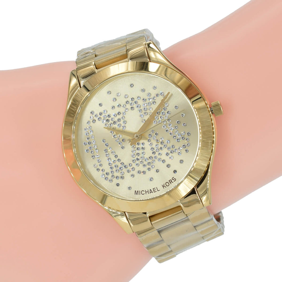 Michael Kors Slim Runway Gold Dial Gold Steel Strap Watch for Women - MK3590
