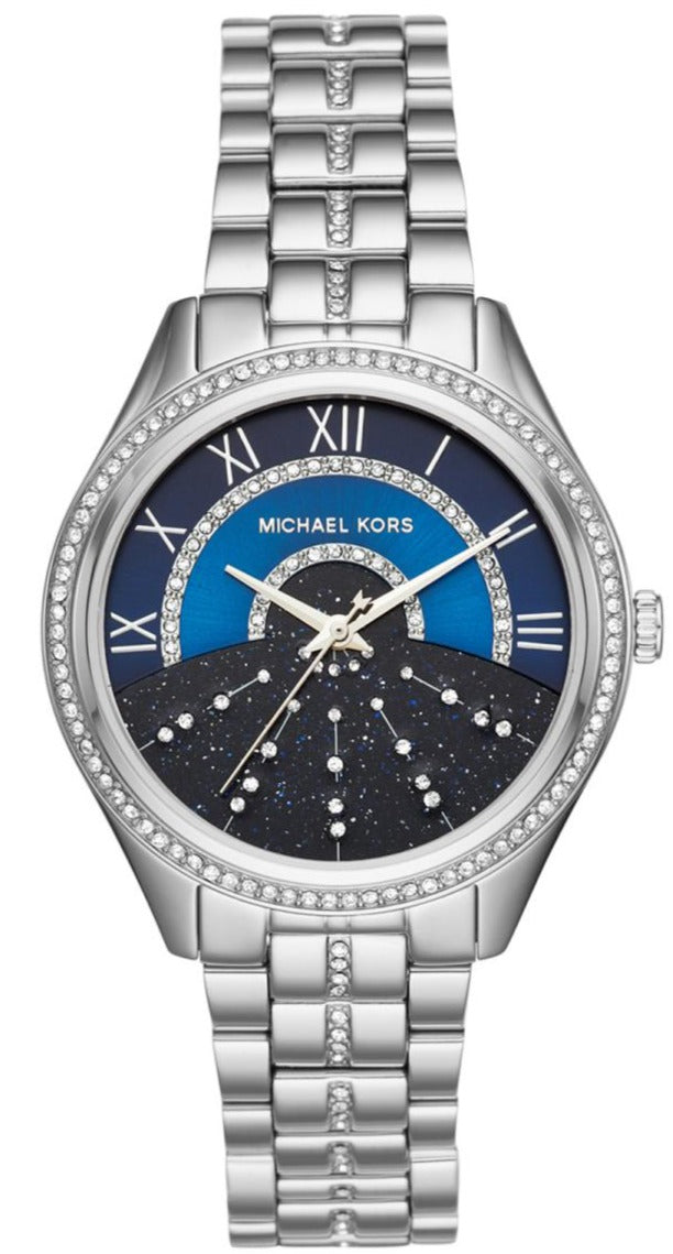 Michael Kors Lauryn Blue Dial Silver Steel Strap Watch for Women - MK3720
