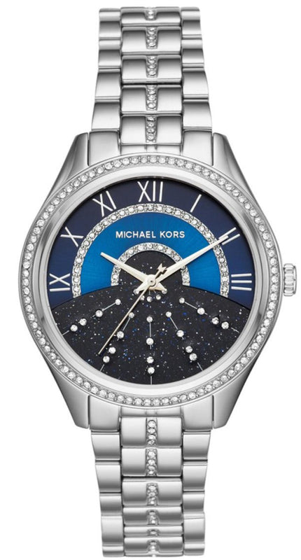 Michael Kors Lauryn Blue Dial Silver Steel Strap Watch for Women - MK3720
