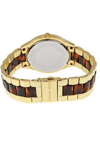Michael Kors Slim Runway Tortoise Shell Dial Two Tone Steel Strap Watch for Women - MK4284