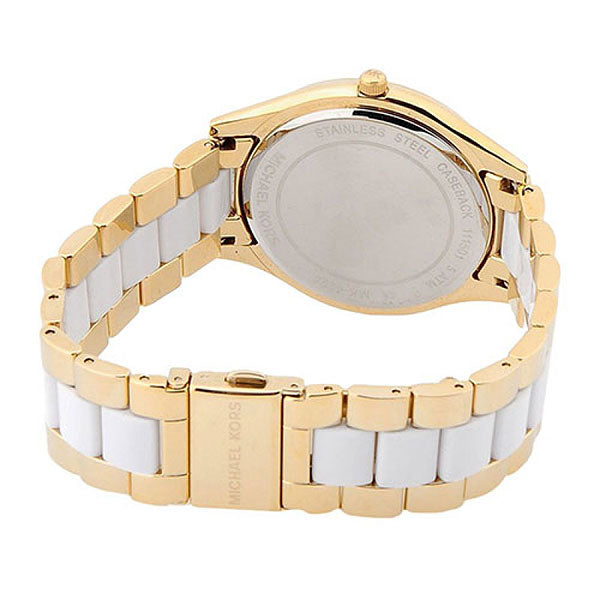 Michael Kors Slim Runway Quartz White Dial Two Tone Steel Strap Watch For Women - MK4295