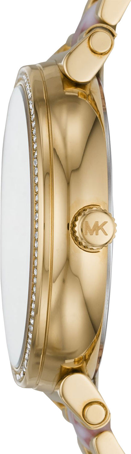 Michael Kors Sofie Crystals Mother of Pearl Pink Dial Two Tone Steel Strap Watch For Women - MK4344