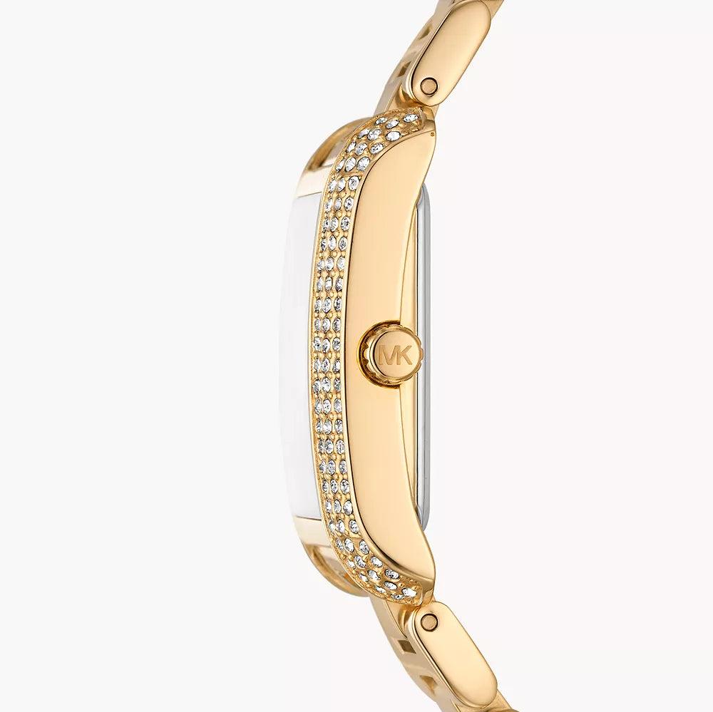 Michael Kors Emery Three-Hand Crystals Silver Dial Gold Steel Strap Watch for Women - MK4640