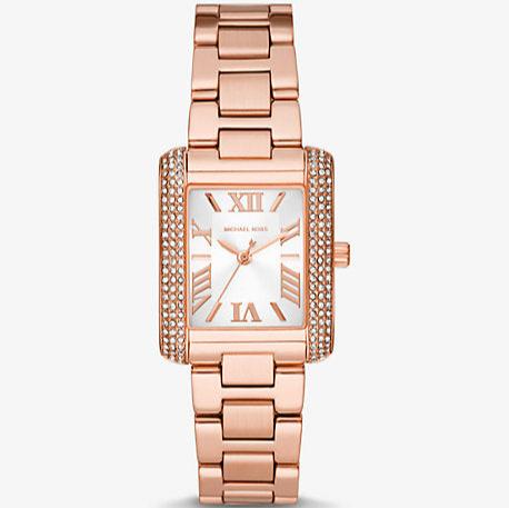Michael Kors Emery Three-Hand Crystals Silver Dial Rose Gold Steel Strap Watch for Women - MK4641