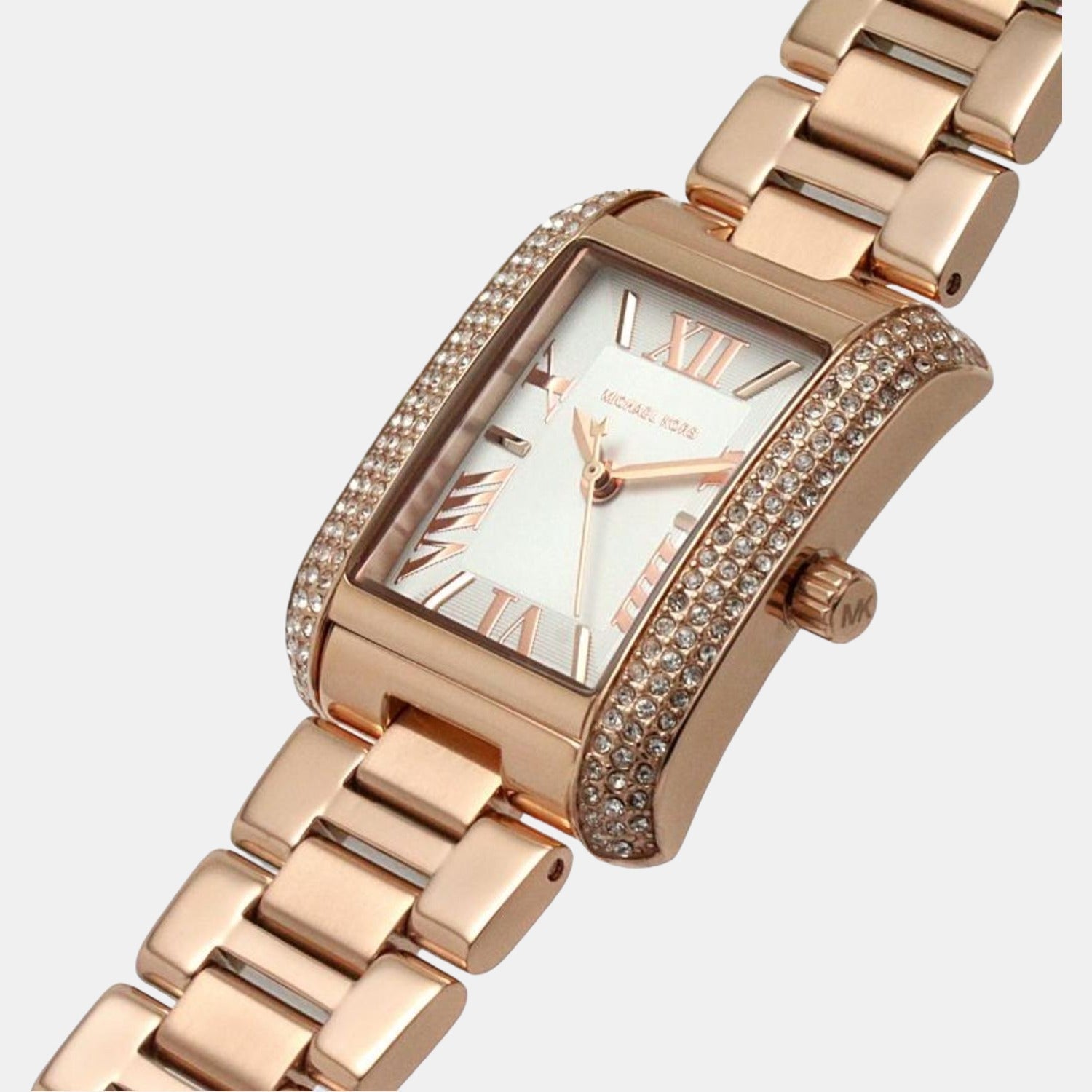 Michael Kors Emery Three-Hand Crystals Silver Dial Rose Gold Steel Strap Watch for Women - MK4641