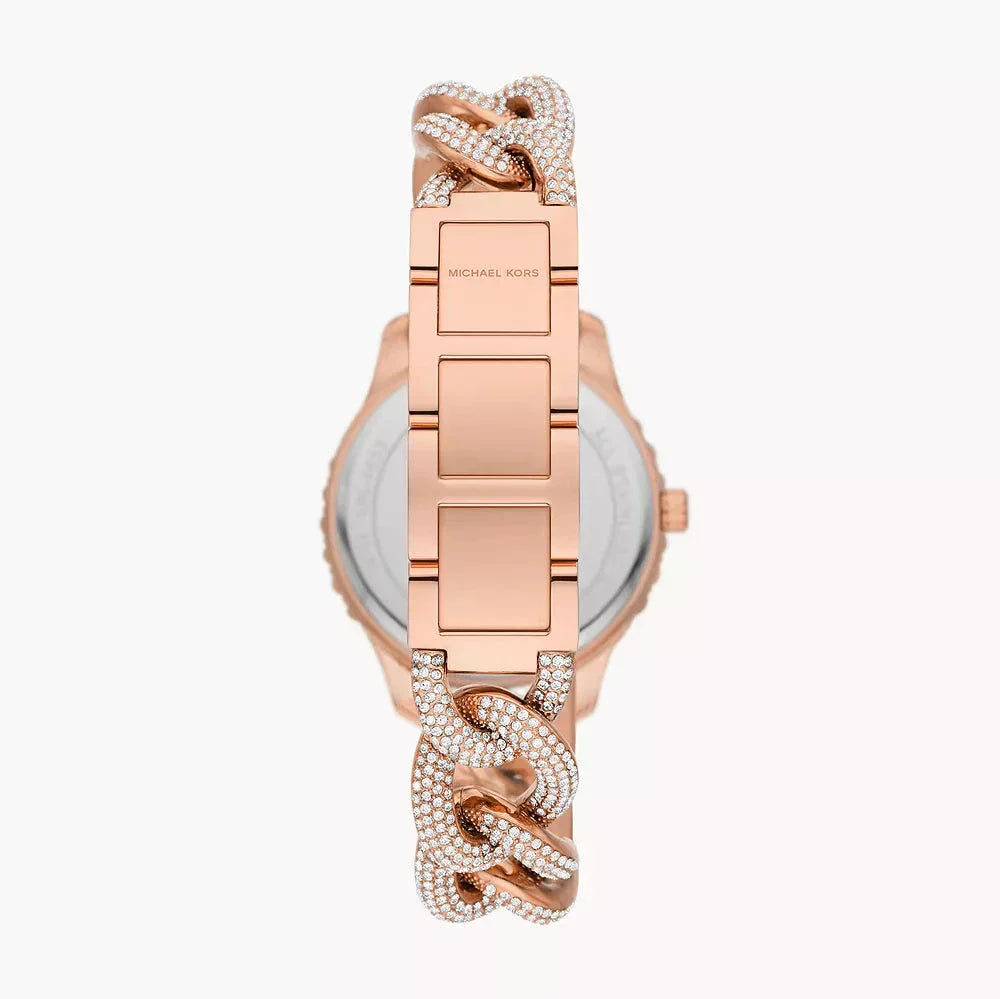 Michael Kors Layton Multifunction Crystals Rose Gold Dial Rose Gold Steel Strap Watch for Women - MK4654