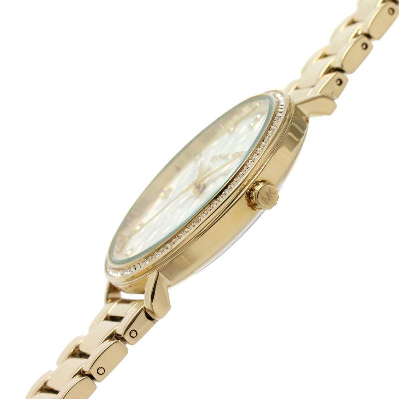 Michael Kors Pyper Three Hand White Dial Gold Steel Strap Watch For Women - MK4666