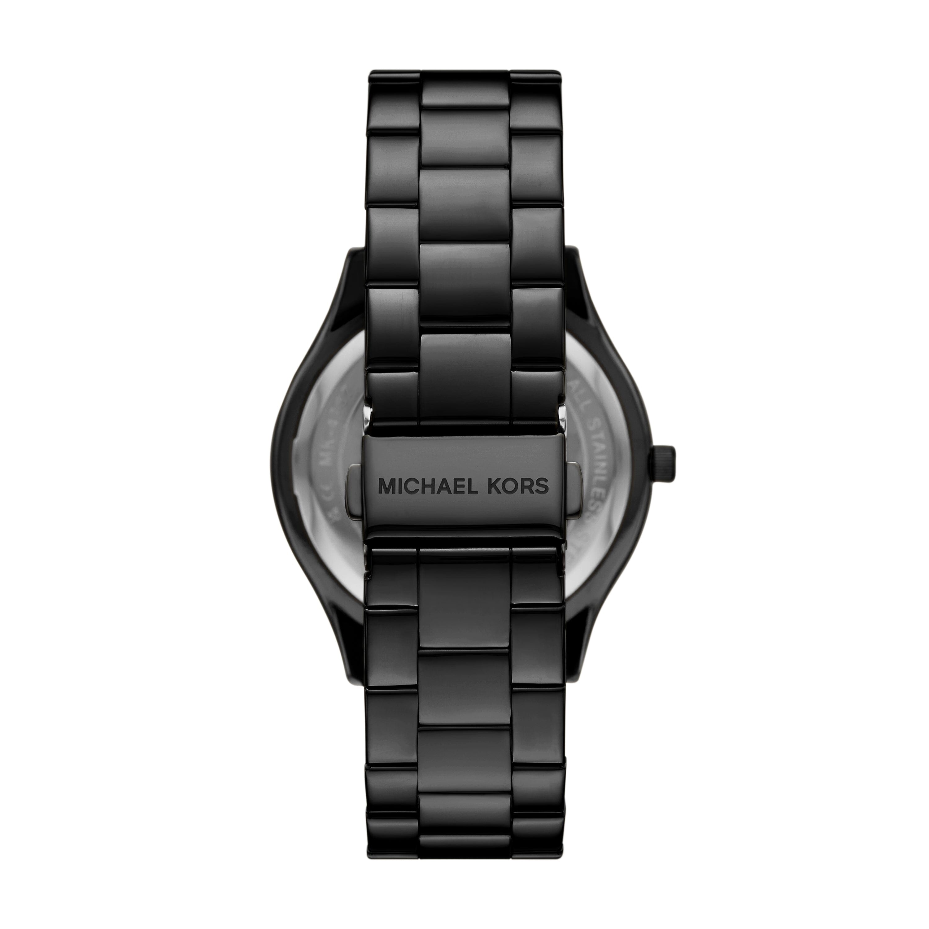 Michael Kors Slim Runway Analog Black Dial Black Steel Strap Watch For Women - MK4734