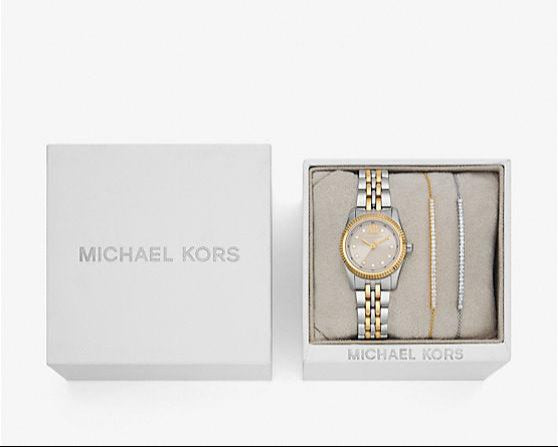 Michael Kors Lexington Three-Hand Silver Dial Two Tone Steel Strap Watch for Women - MK4815