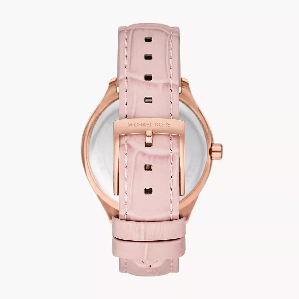 Michael Kors Sage Three-Hand Mother of Pearl Pink Dial Pink Leather Strap Watch for Women - MK4820