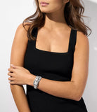 Michael Kors Emery Pave Double Wrap Crystals White Dial Silver Steel Strap Watch for Women - MK4836