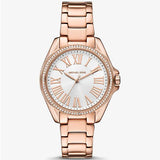 Michael Kors Kacie Three-Hand White Dial Rose Gold Steel Strap Watch for Women - MK4853