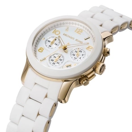 Michael Kors Runway Chronograph White Dial White Steel Strap Watch for Women - MK5145