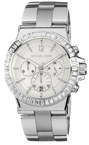 Michael Kors Dylan Glitz Chronograph White Dial Silver Steel Strap Watch For Women - MK5411