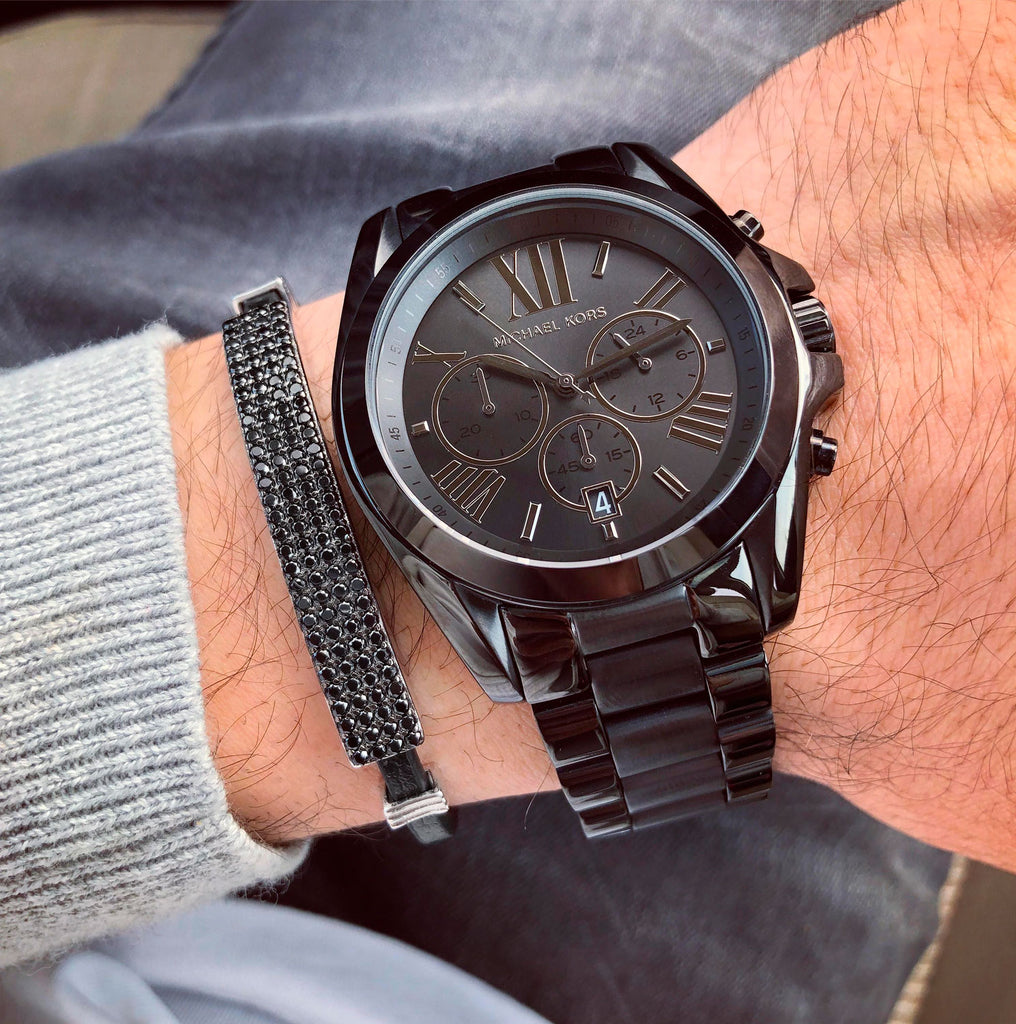 Michael Kors Bradshaw Black Dial Black Steel Strap Watch for Men - MK5550