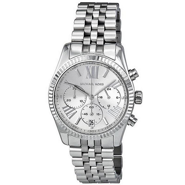 Michael Kors Lexington Silver Dial Silver Steel Strap Watch for Women - MK5555