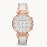 Michael Kors Parker White Dial Two Tone Steel Strap Watch for Women - MK5774