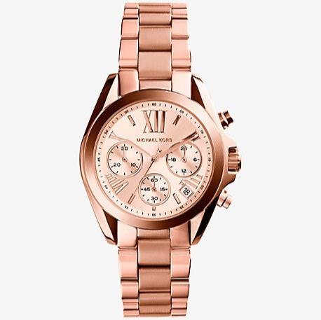 Michael Kors Bradshaw Chronograph Rose Gold Dial Rose Gold Steel Strap Watch for Women - MK5799
