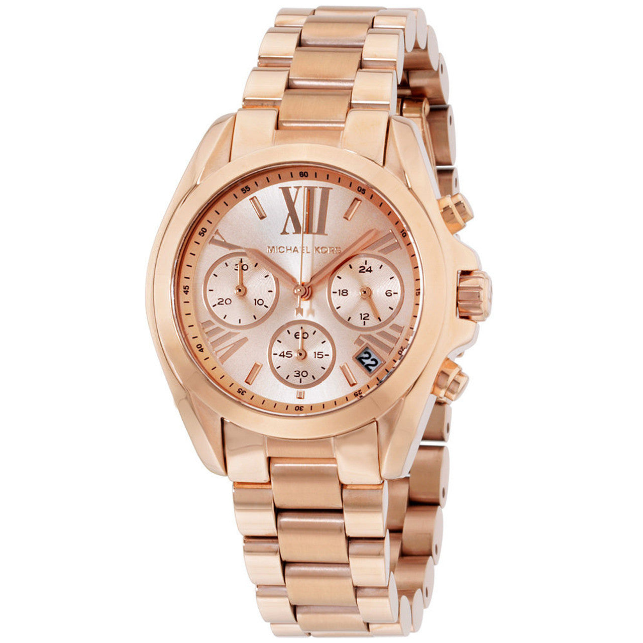Michael Kors Bradshaw Chronograph Rose Gold Dial Rose Gold Steel Strap Watch for Women - MK5799
