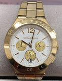 Michael Kors Wyatt Chronograph White Dial Gold Steel Strap Watch For Women - MK5933