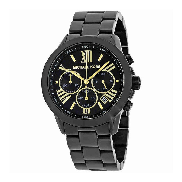 Michael Kors Bradshaw Chronograph Black Dial Black Steel Strap Watch For Women - MK6303