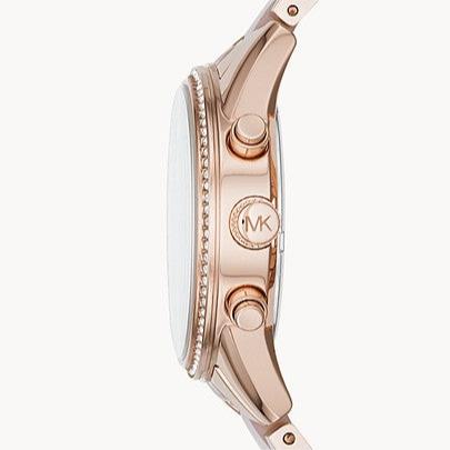 Michael Kors Ritz Chronograph Rose Gold Dial Two Tone Steel Strap Watch for Women - MK6307