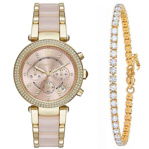 Michael Kors Parker Gold Dial Two Tone Steel Strap Watch for Women - MK6326