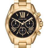 Michael Kors Bradshaw Chronograph Black Dial Gold Steel Strap Watch For Women - MK6959