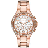 Michael Kors Camille Chronograph White Dial Rose Gold Steel Strap Watch For Women - MK6995