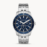 Michael Kors Cunningham Multifunction Blue Dial Silver Steel Strap Watch For Men - MK7153