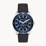 Michael Kors Cunningham Multifunction Blue Dial Black Rubber Strap Watch For Men - MK7160